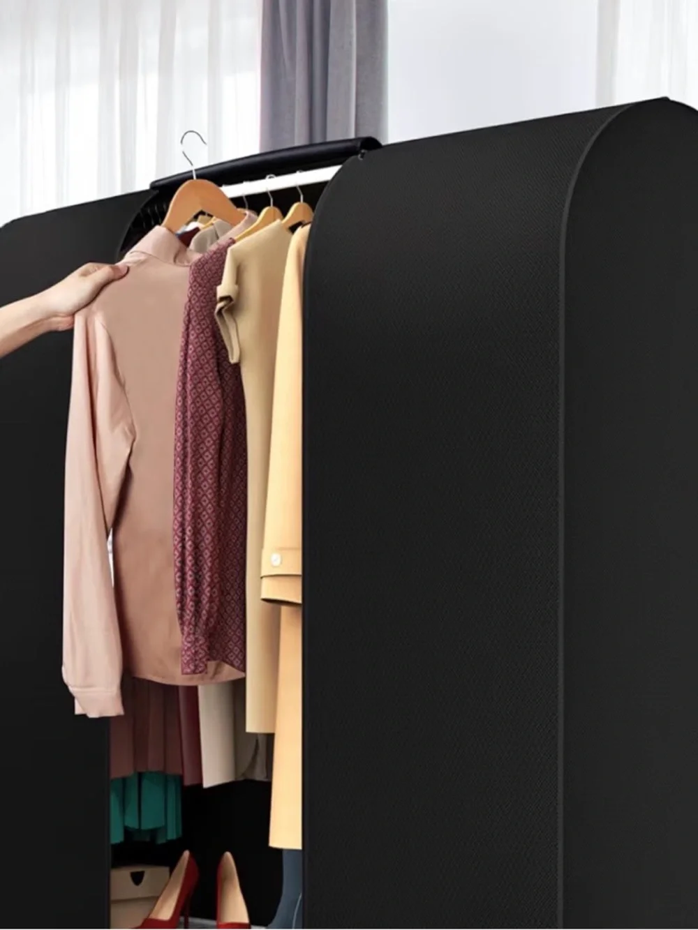 43” Black Garment Rack Cover- Home Storage